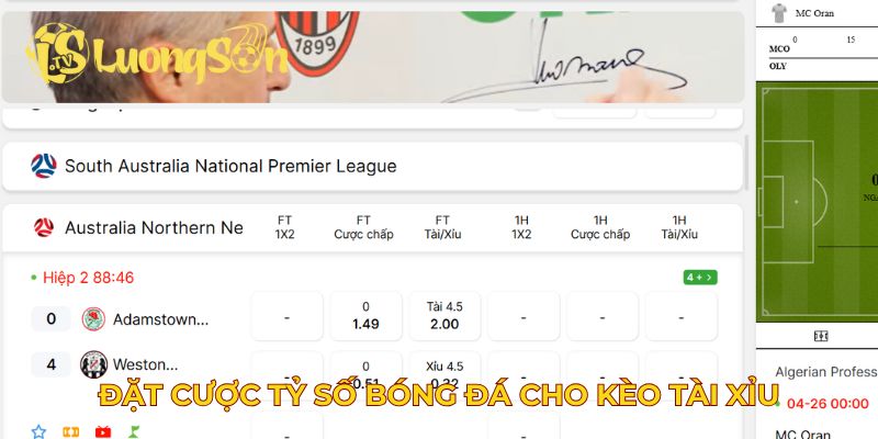 Đặt cược tỷ số bóng đá cho kèo tài xỉu